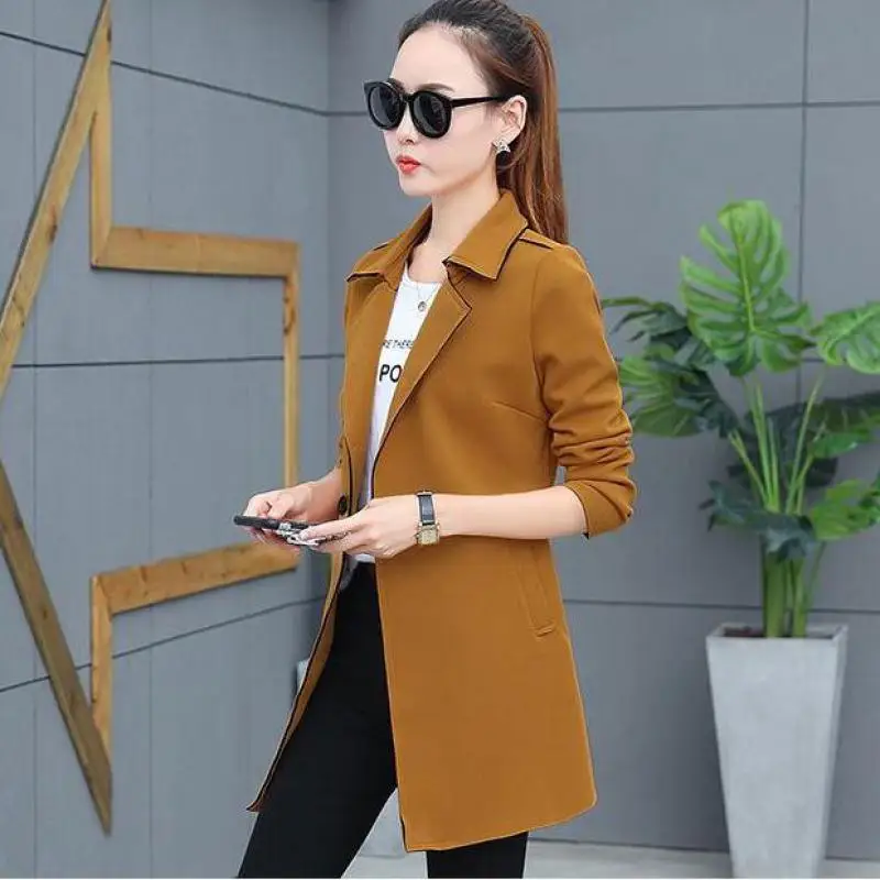 

Yauamdb Women Trench 2018 Spring Autumn Size S-4xl Female Double Breasted Coat Ladies Solid Outerwear Button Windbreake Y69