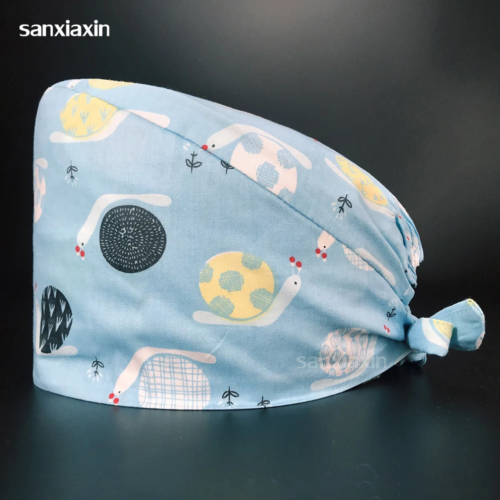 

Дышащая шапочка с мультяшным принтом для работы в докторской операционной, шапочка для салона красоты, шапочка для кормления, стоматологич...