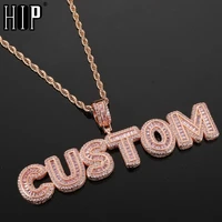 hip hop iced out custom name baguette letters cubic zircon cz aaa pendants necklaces for men customized jewelry