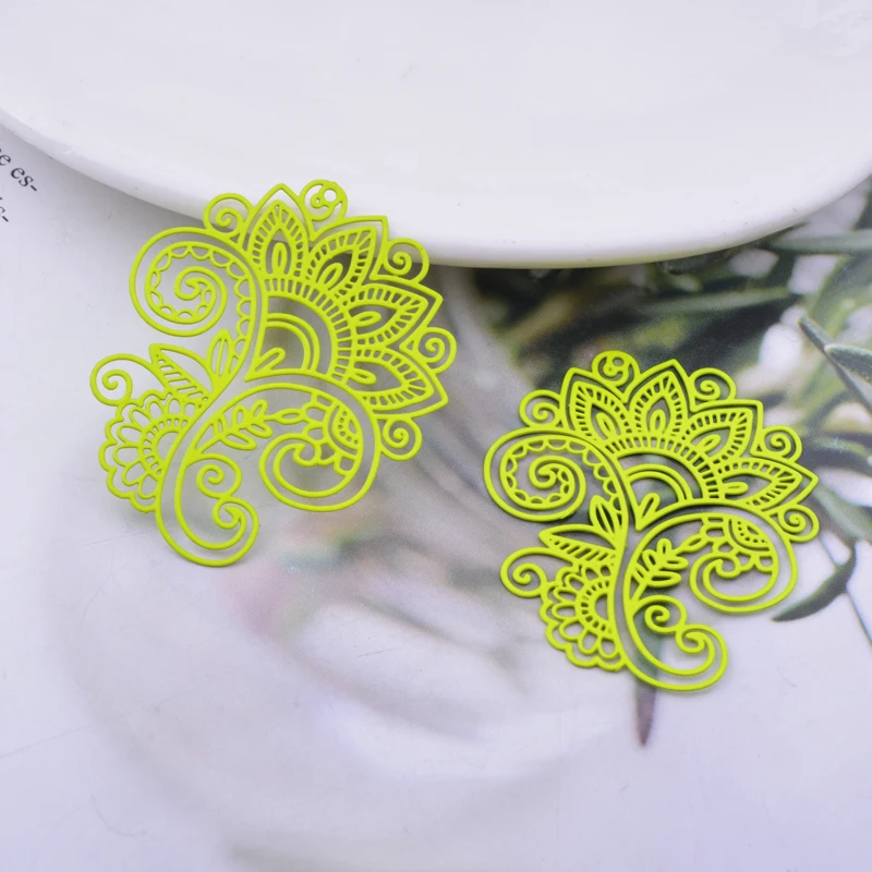 30 шт. AB6582 33*40 мм филигранные флуоресцентные цветные подвески в форме цветка