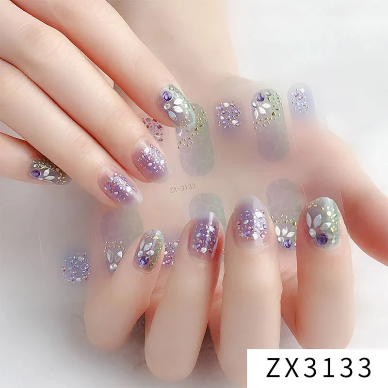 

LADY KINDOM 3D Bronzing Glitter Imitation Diamond Nail Polish Film Waterproof Long Lasting Nail Strips Eco-friendly Nail Sticker