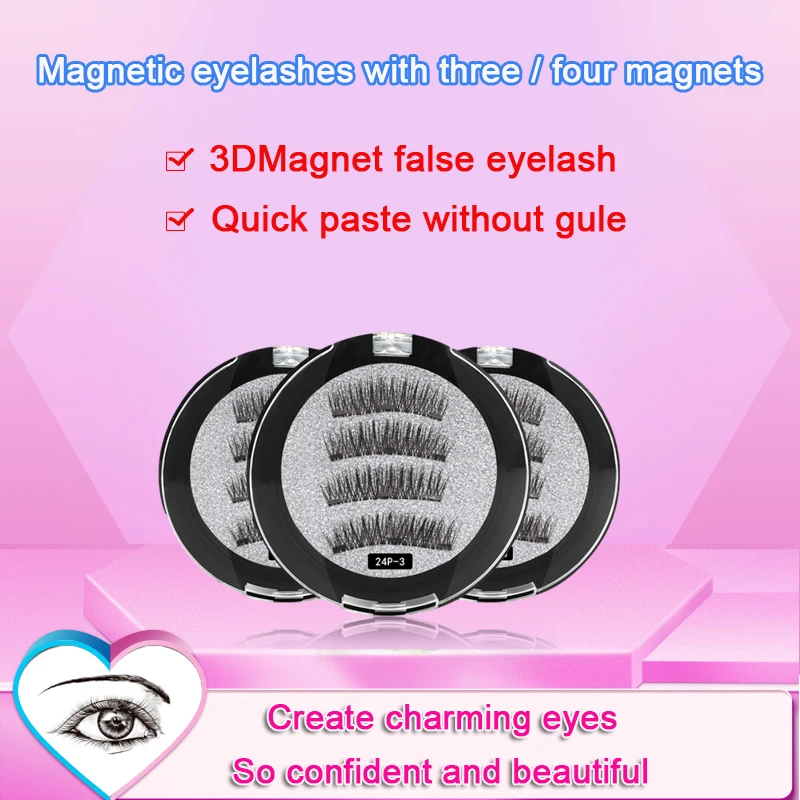 

3D magnetic eyelashes With 3/4 Magnets faux cils naturel makeup Mink lashes extended false eyelashes Reusable false eyelashes