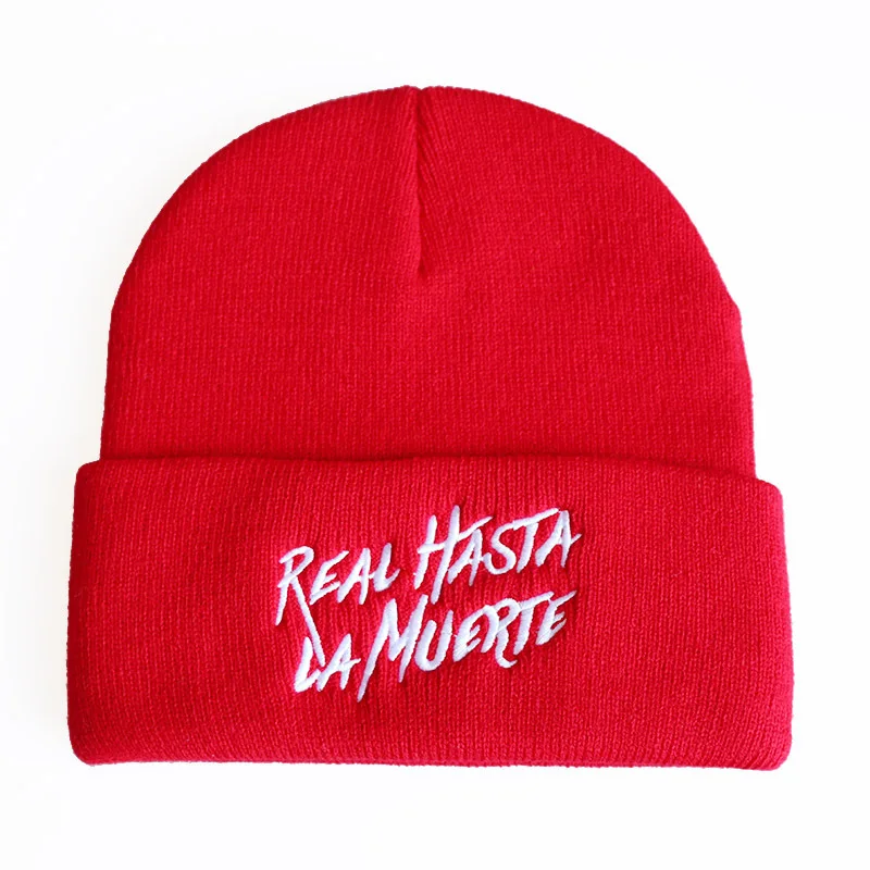 DRESSUUP Real Hasta La Muerte/вязаная шапка с вышивкой; шерстяная шапка; вязаная шапка в стиле хип-хоп; вязаные шапки; женская шапка; gorros hombre invierno