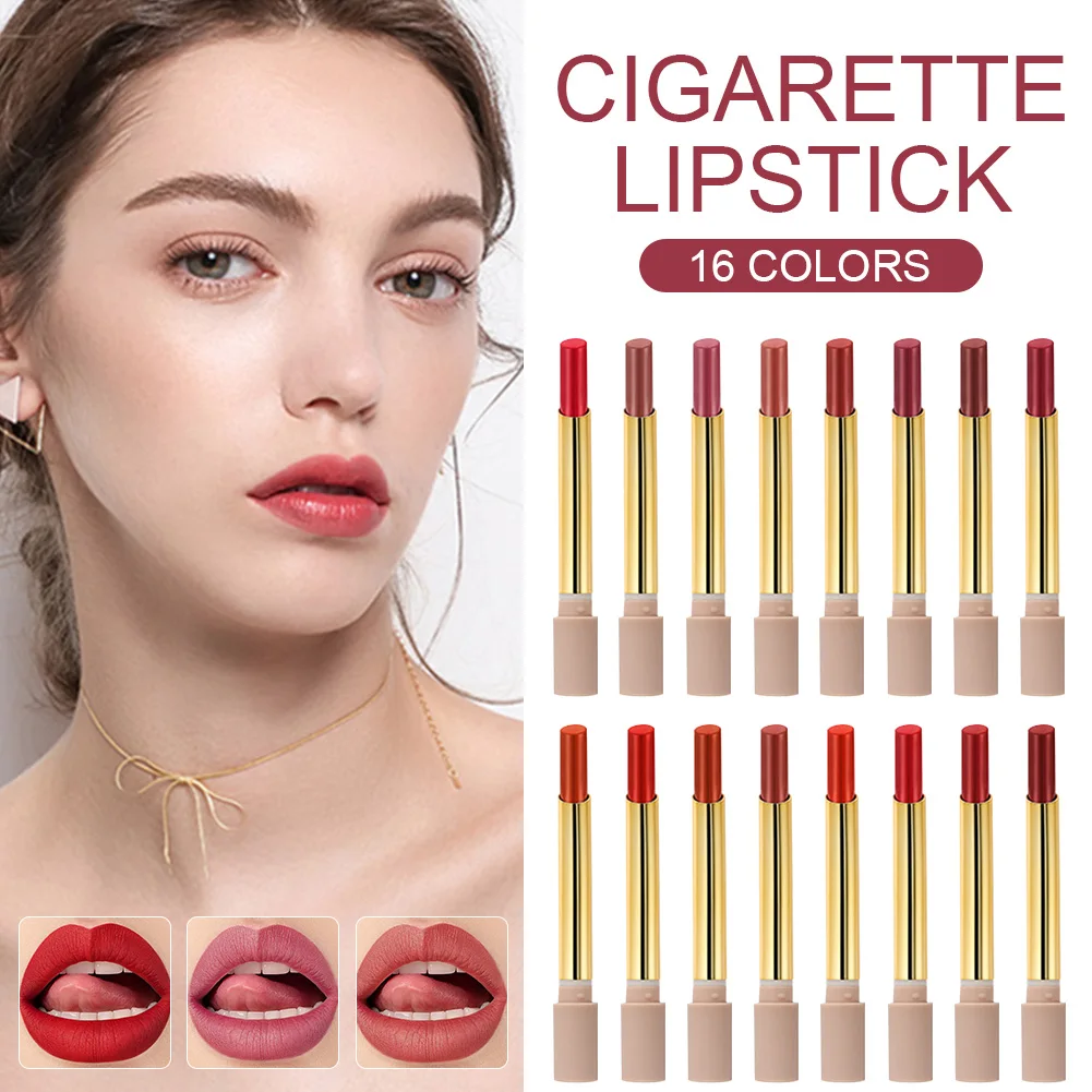 

Cigarette Lipstick Matte Waterproof Non-stick Lip Stick Long Lasting Moisturizing Lip Makeup for Date Party Dance Wedding