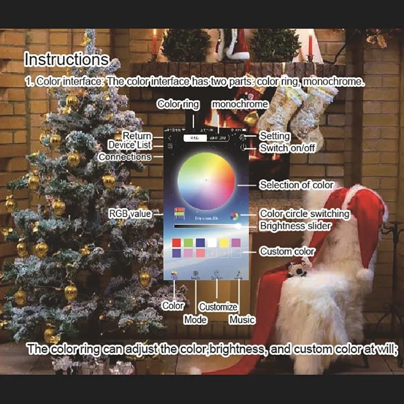 2 м 5 10 Смарт медный провод светодиодные светящиеся гирлянды светильник Bluetooth App
