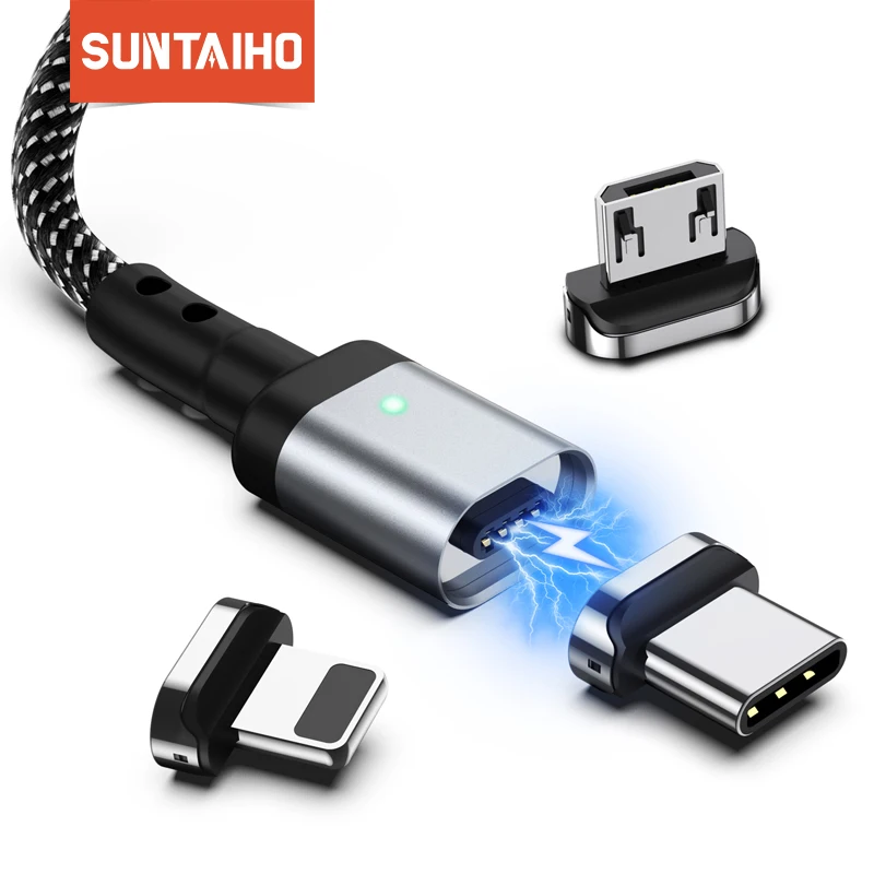 Suntaiho Магнитный кабель Micro usb Тип C магнитная зарядка провод для зарядки Быстрая