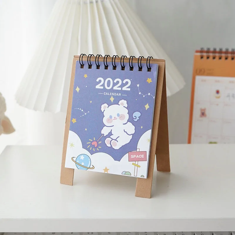 

New Hot Mini Desk Calendar 2022 Arts Creative DIY Mini Calendar Cartoon Desktop Ornament Monthly Calendar Plan Book