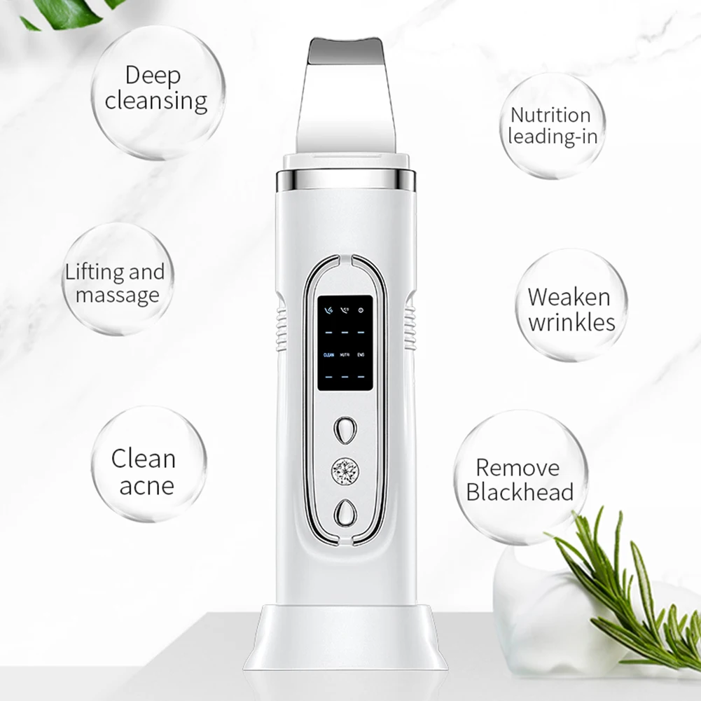 

Ultrasonic Skin Scrubber Vibration Face Spatula Blackhead Remover Facial Scrubber Shovel Clean Cavitation Peeling Facial Lifting