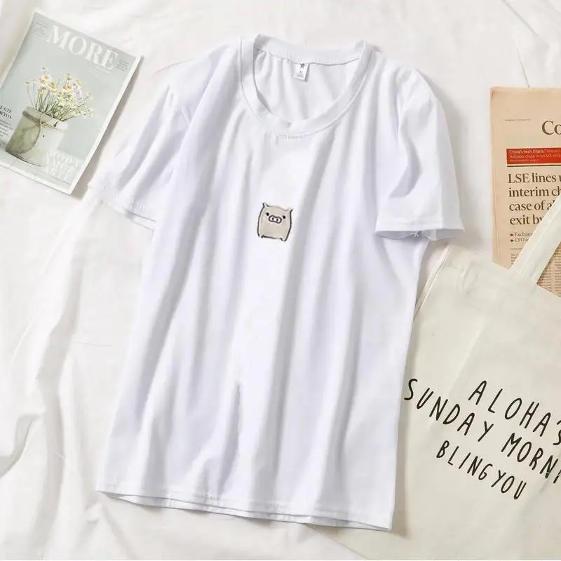 

2 Two Piece Set Women Cartoon Print O Neck Tshirt And Long Pants Set Casual Sexy Summer Short Sleeve Women Tracksuit Pants Suit