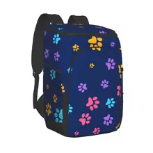 Large Cooler Bag Thermo Lunch Picnic Box Colorful Dog Cat Paw Insulated Backpack Ice Pack Fresh Carrier Thermal Shoulder Bag
