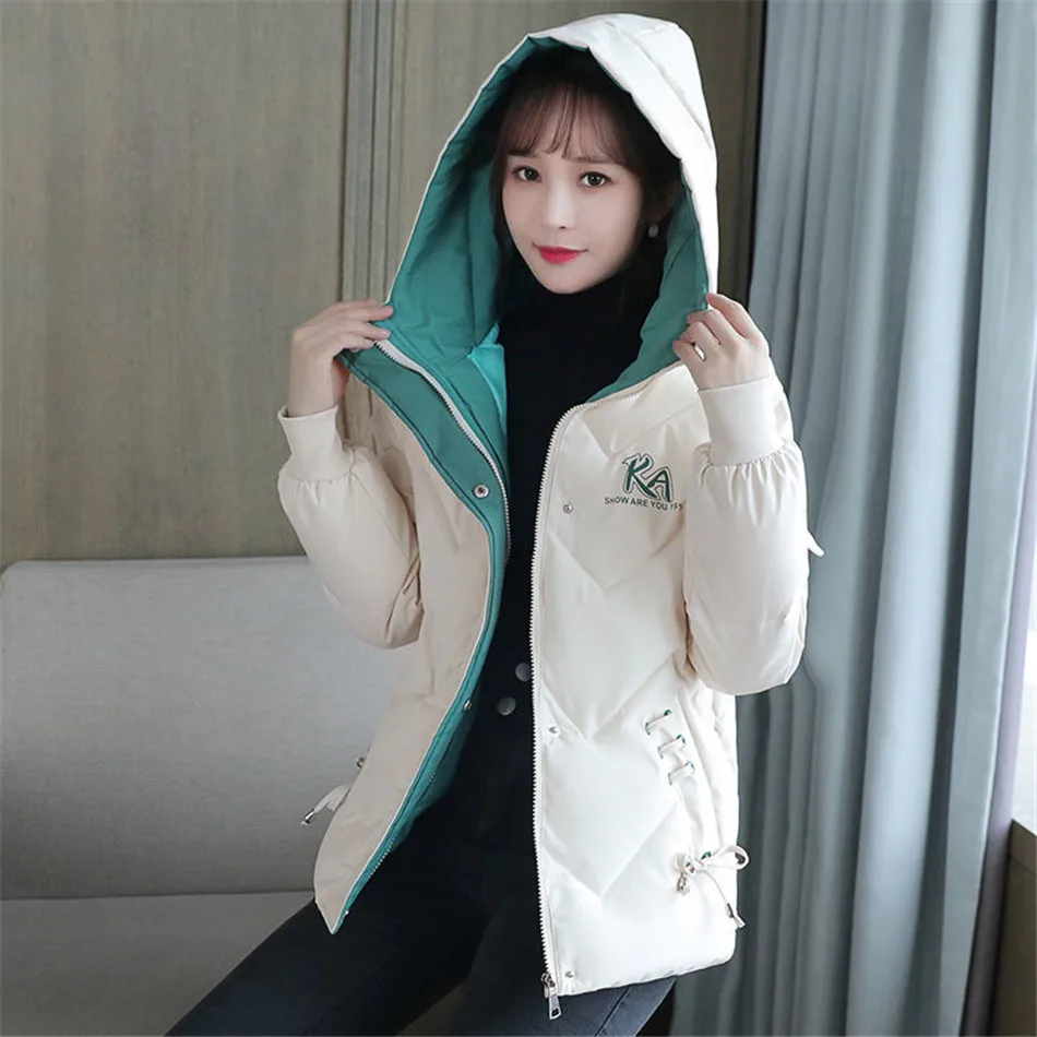 

Womens Autumn Winter Jacket Hooded Thick Warm Casual Short Coat Female Down Cotton Padded Parka Coat CT0108