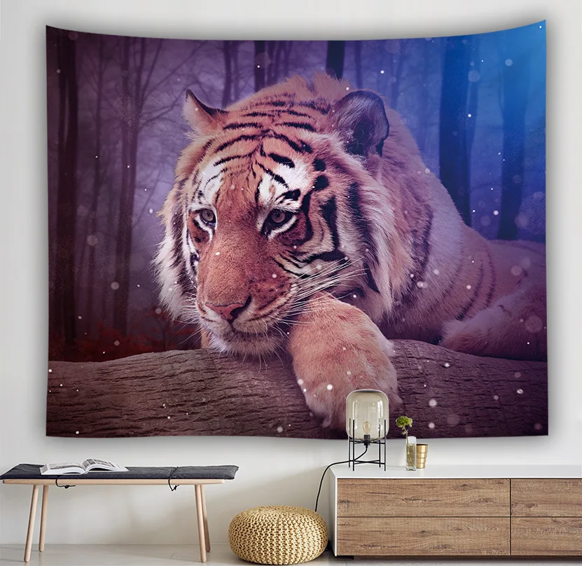 

Lion Tapestry 3D Cool Painting Wall Art Indian Wild Animal Wall Hanging Tapestry Home Decor for Bedroom Living Room Carpet Sales