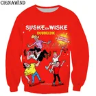 Модная мультяшная толстовка с капюшоном Suske en Wiske для мужчин и женщин, толстовки с 3D принтом, свитшоты, уличные Топы в стиле хип-хоп
