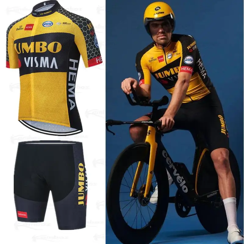 

JUMBO 2021 New Cycling TEAM Jersey Bike quick dry Shorts Wear Ropa Ciclismo Summer sport suit Pants Clothing Bicycle Maillot