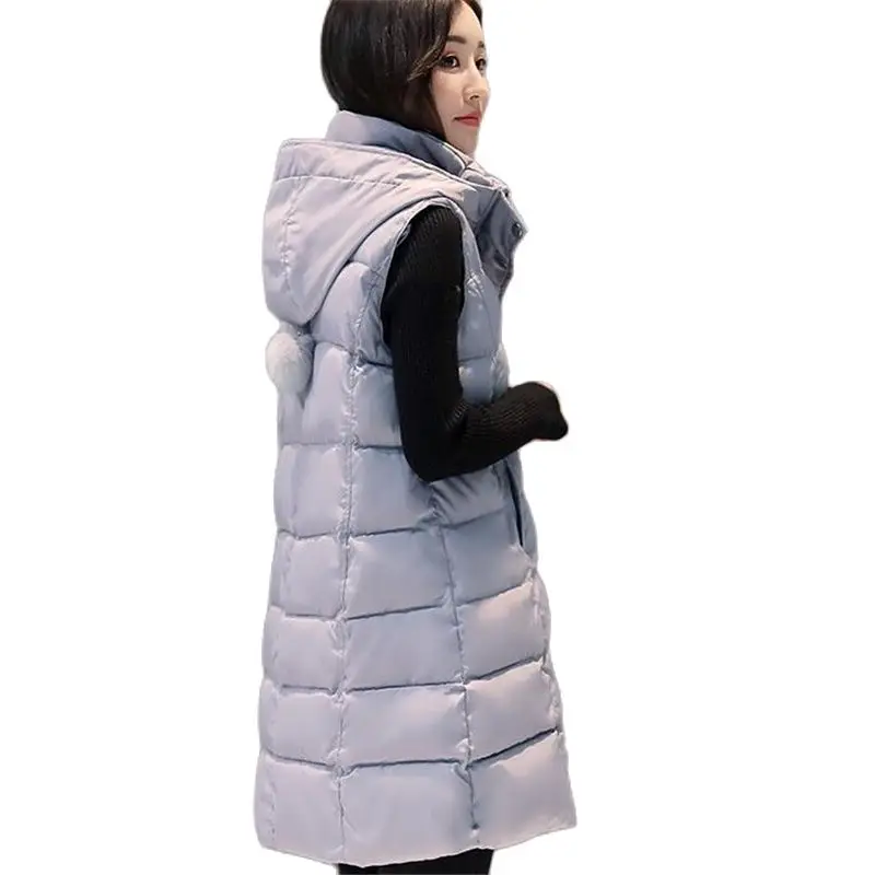Женский зимний длинный пуховой жилет с капюшоном Размеры d|Жилеты и безрукавки| |