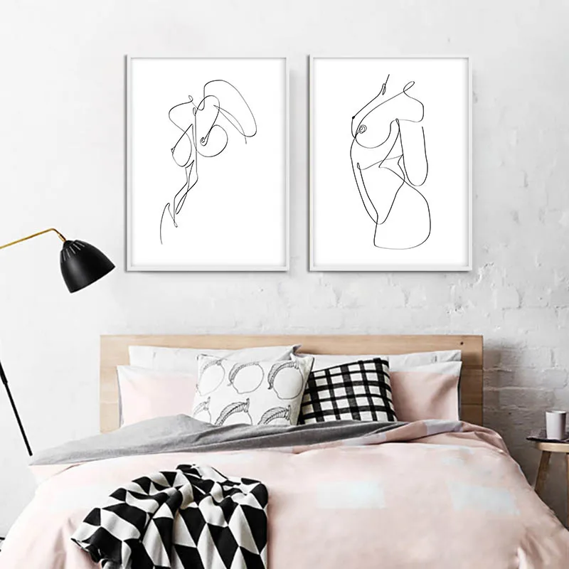 Плакат на холсте с изображением женщины абстрактный Рисунок в минималистском