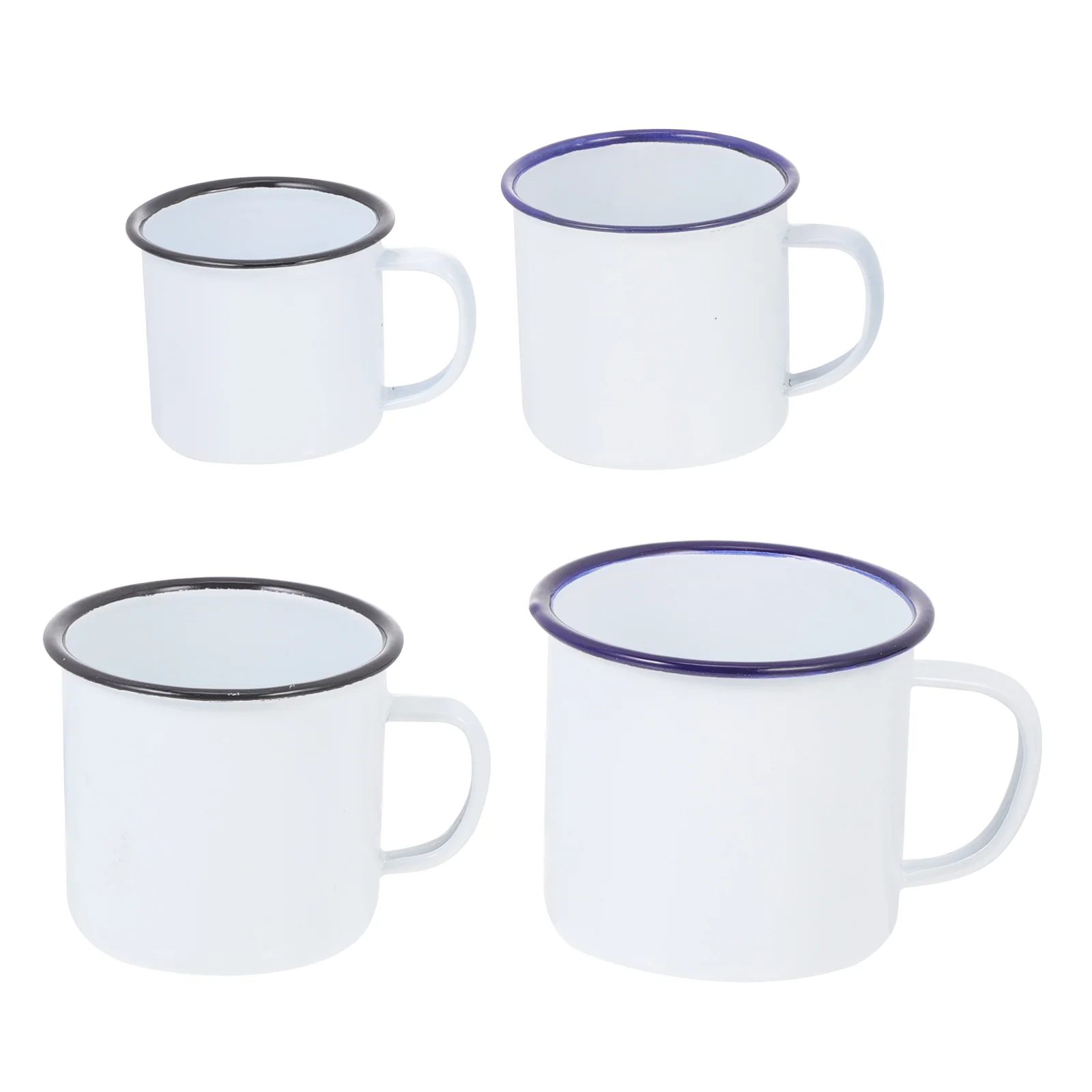 

4pcs Retro Enamel Cups with Rolled Edges Open Coffee Cups Enamel Coffee Mugs