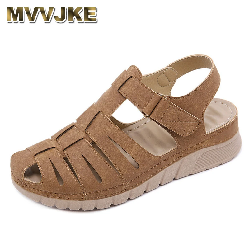 

MVVJKE Women Ladies Fashion Orthopedic Sandal Casual Woman Hollow Out Platforms Shoes Wedge Sandals Woman Platform Retro Shoes