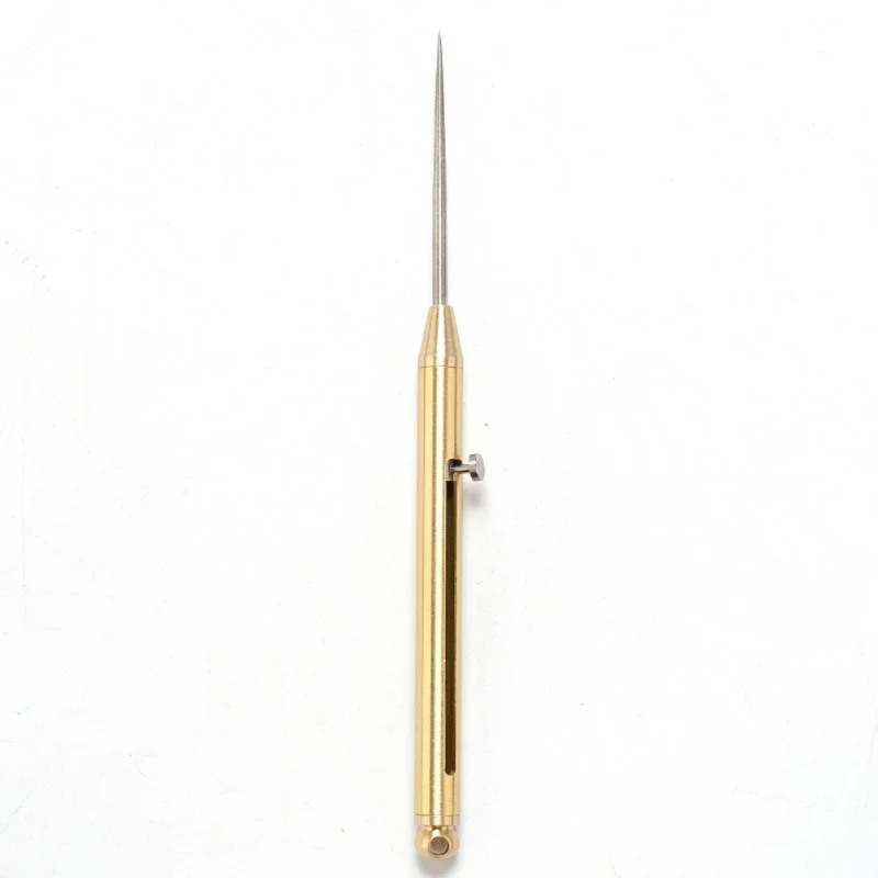 Золото Titanium Alloy Push-pull Spring Design Toothpick With Protective Case Ultra-Light Portable Multi-function Fruit Fork Picnic Tool - Цвет: Золото