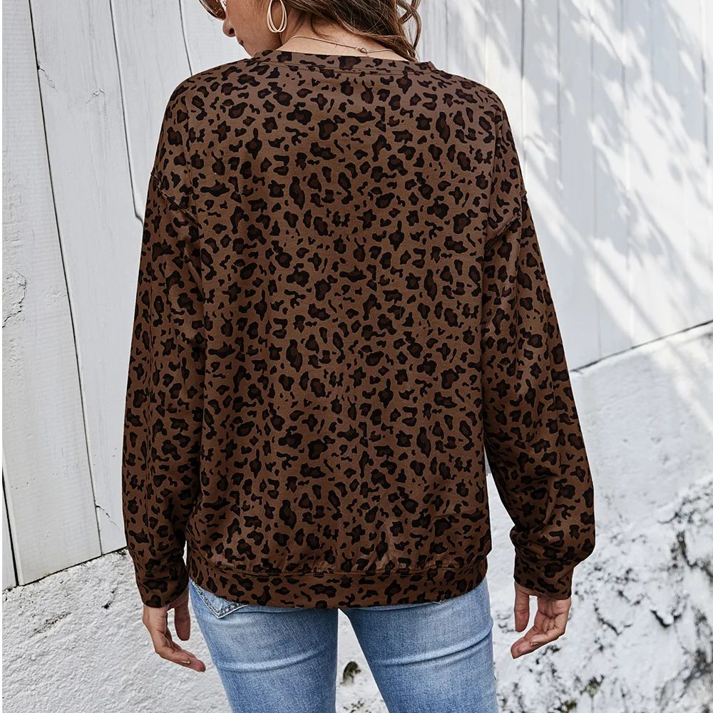 

Women Sweatshirts Leopard Plaid Print Spring Autumn Pullovers Long Sleeve O-Neck Tops Streetwear Loose Oversized Sweatshirt