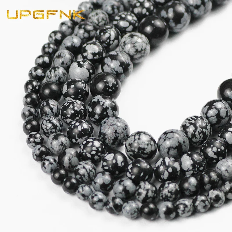 UPGFNK натуральный камень Снежинка алебастер Круглые бусины для изготовления