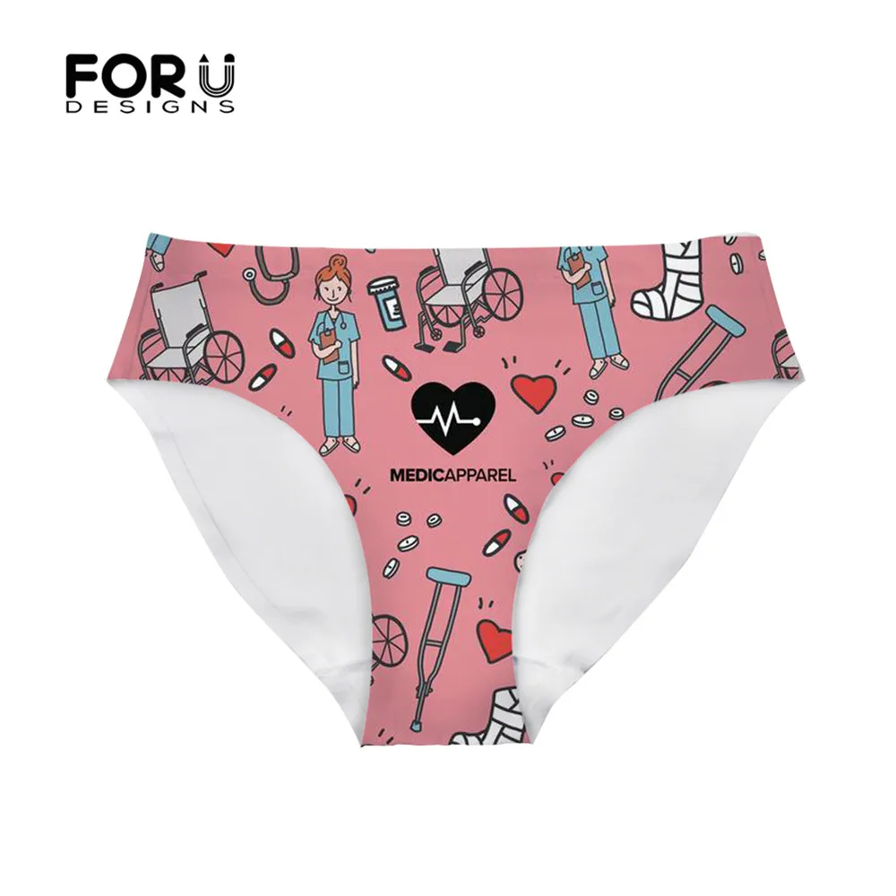 

FORUDESIGNS Премиум эскиз физиотерапия медсестра принт женские трусики сексуальные средней талии удобные бесшовные эластичные трусики для деву...