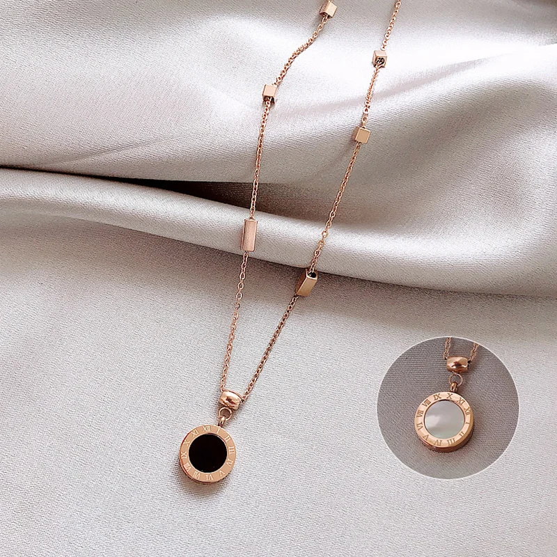 Ожерелье с римскими цифрами женское из ракушек и нержавеющей стали | Украшения