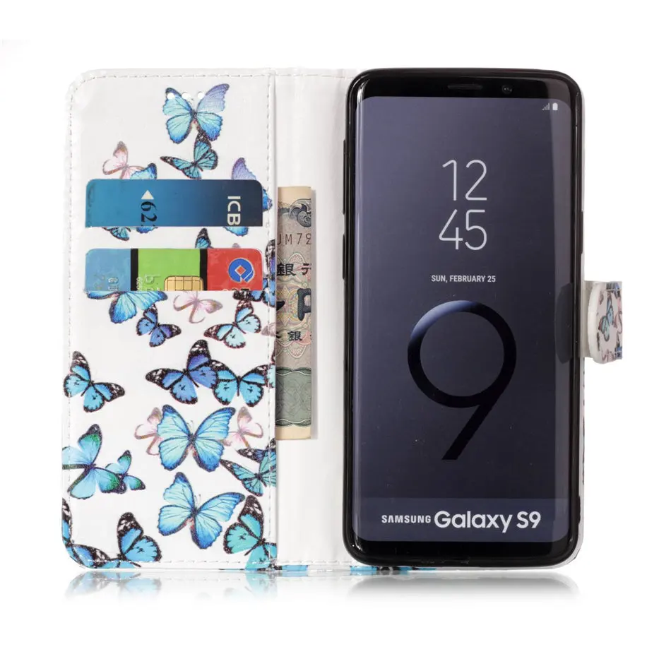 Кожаный чехол с милым рисунком для телефона Samsung Galaxy S9 S8 Plus S7 S6 Edge S5 j3 j5 j7 2017 2016 2015 Note