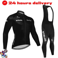 2021 strava mens cycling jersey long sleeve set mtb bike clothing maillot ropa ciclismo hombre bicycle wear 19d gel bib pants