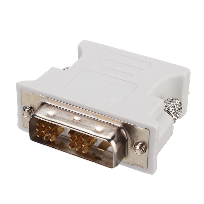 

MAYITR 1pc White DVI-D 18+1Pin Dual Link Male To VGA 15 Pin Female Plug Adapter For PC Laptop New