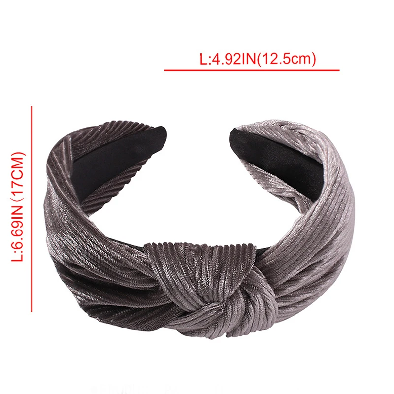 Женская Вельветовая повязка на голову винтажная широкая с узлом аксессуар для