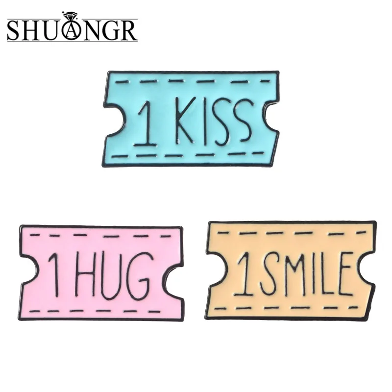 SHUANGR Женская милая эмалированная булавка с буквами значок на воротник джинсовых