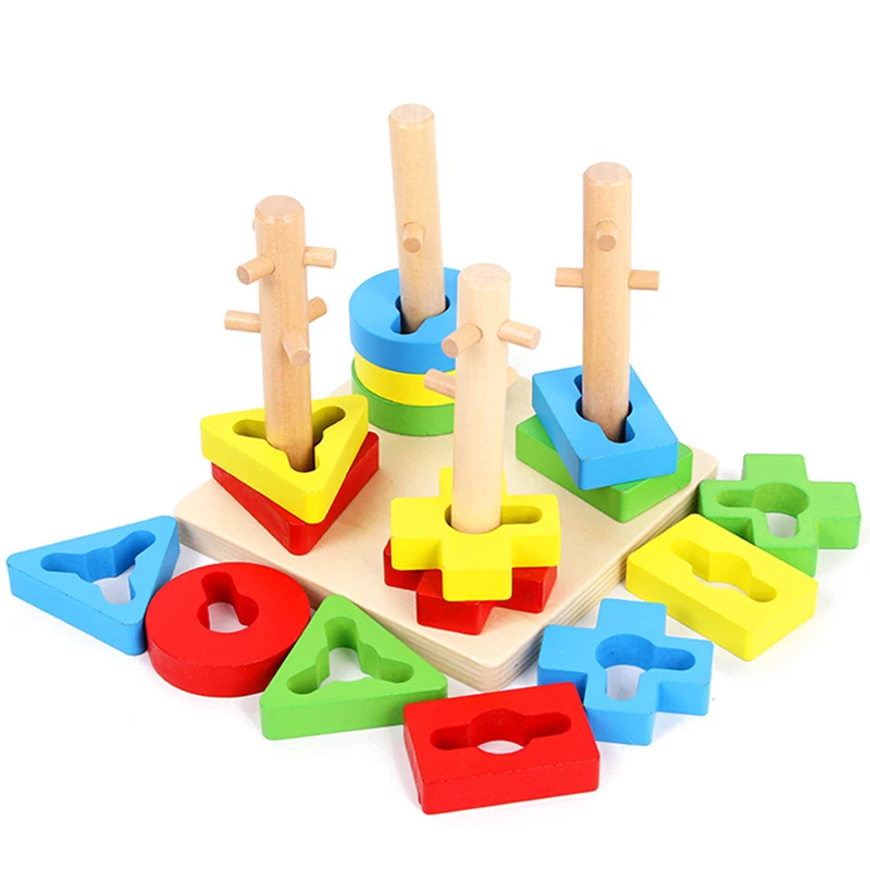 

Kids Toys Wooden Blocks Educational Toys Rotating Geometric Shape Matching Toys for Children Animal Stacking Juguetes Oyuncak