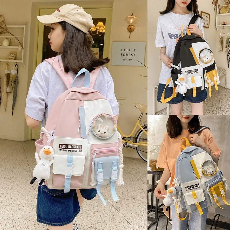 

Female Harajuku Nylon Bag Kawaii Girl College Student Backpack Waterproof Fashion Ladies School Bag Book Women Cute Backpack New