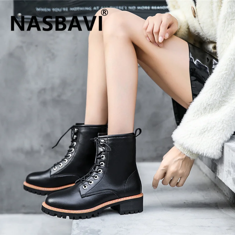 

New Arrivals Fashion Ankle Boots autumn Warm Fashion Shoes Leisure Cow split leather lace-up non-slip fashion Martin boots