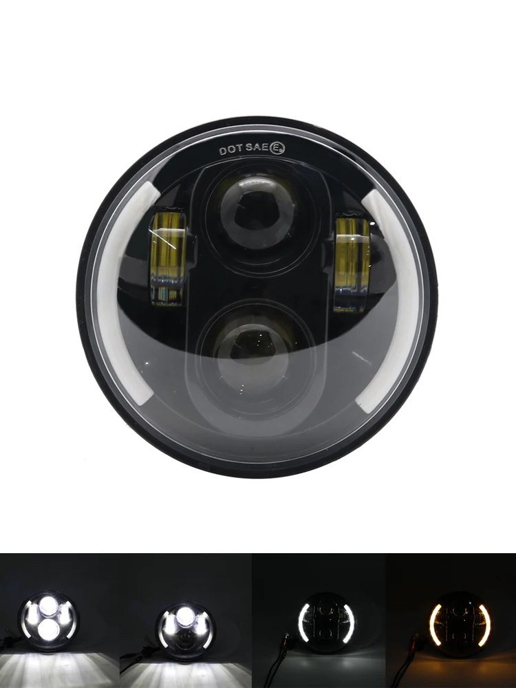 Only Headlight BLACK 5-3/" 5,75 дюймов мотоцикл Автомобильный светодиодный проектор полная галогеновая фара корпус лопасти для Harley Dyna Sportster Softail Honda Yamaha - Цвет: Only Headlight BLACK