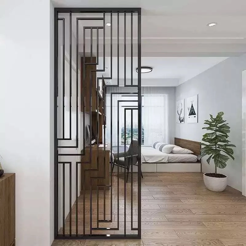 

Modern metal partition hollow screen living room bedroom European style stainless steel floor screen