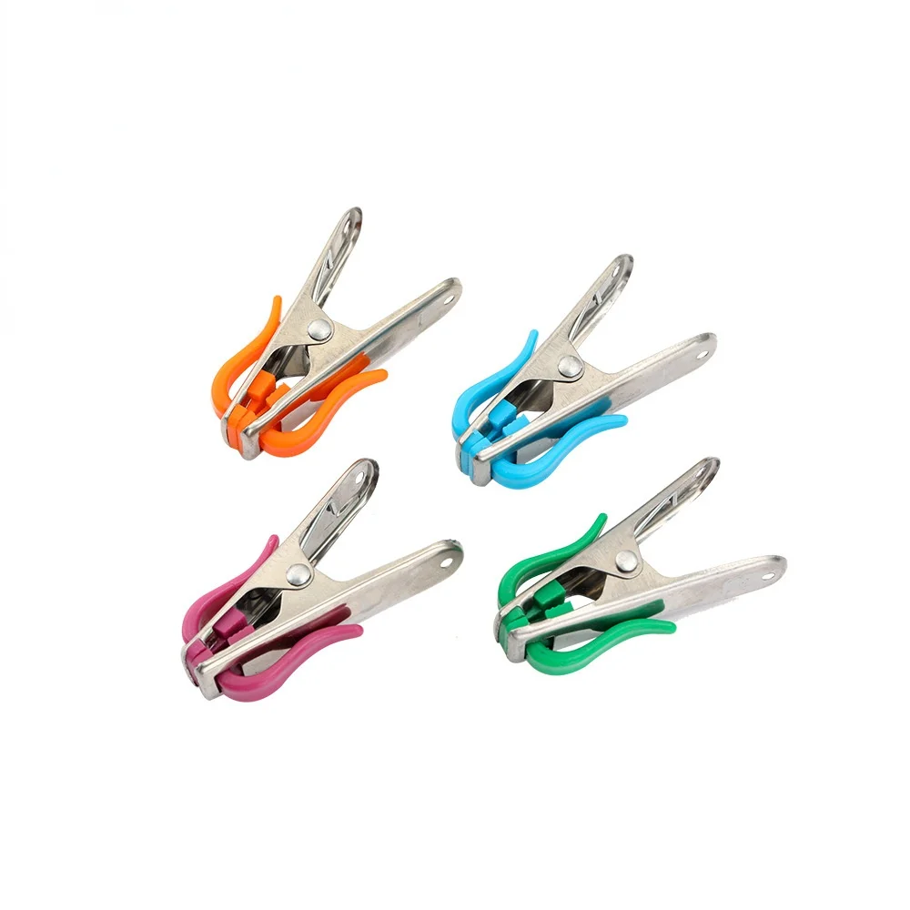 

Прищепки из нержавеющей стали для одежды, простыни с зажимами для сушки одеял, белья, цветные Нескользящие, для нижнего белья