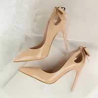 heels sexy high heeled shoes sweet bow patent leather thin high heels shoes pointed hollow shoes elegant pumps g3168 8
