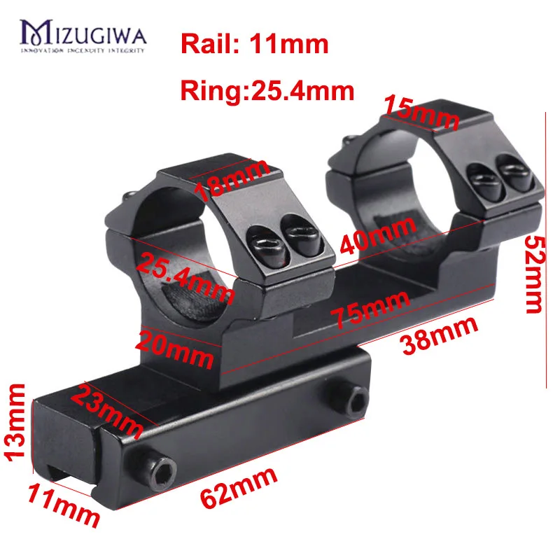 Rail11mm Ring25.4mm MIZUGIWA Тактический цельный плоский Топ 30 мм двойное кольцо выше профиля прицела 20 мм рис Рельс Пикатинни для пневматической винтовки - Цвет: Rail11mm Ring25.4mm