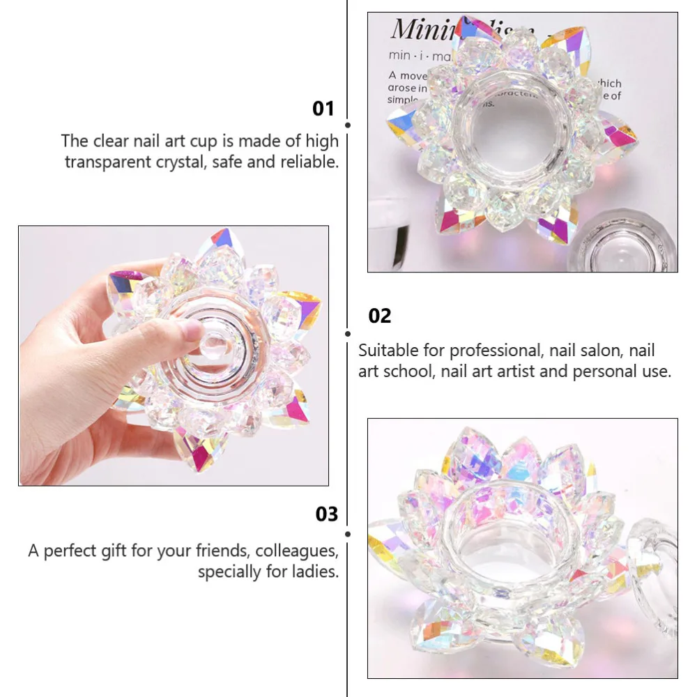 

Elegant Nail Crystal Bowl Cup Nail Glassware Nail Art Cup Manicure Tools
