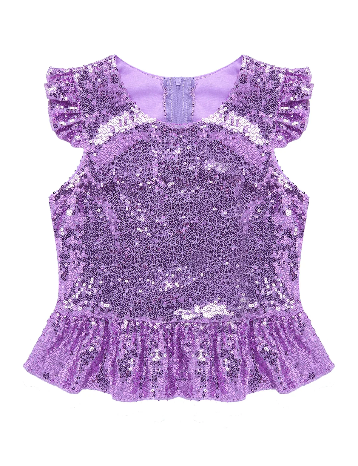 Детский Костюм Русалки для девочек блестящий топ с короткими рукавами баской и