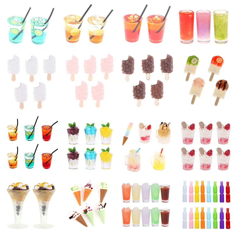 

1 шт./3 шт./5 шт./7 шт. мини мороженое искусственное миниатюрное фруктовое напитки повседневные принадлежности для шарнирных кукол кухонные ак...