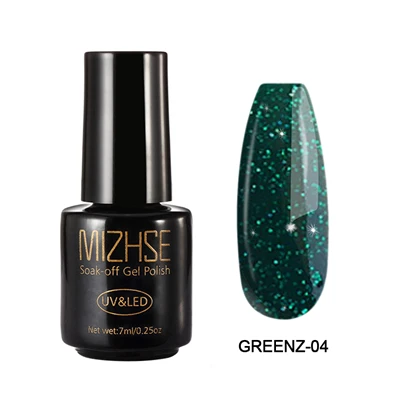 SetD10 GreenZ004 MIZHSE 7 мл Сияющий УФ-Гель-лак Алмазный Блеск Блестки Платиновый Гель-лак для ногтей Полупостоянный дизайн ногтей УФ и светодиодный Гель-лак - Цвет: SetD10 GreenZ004