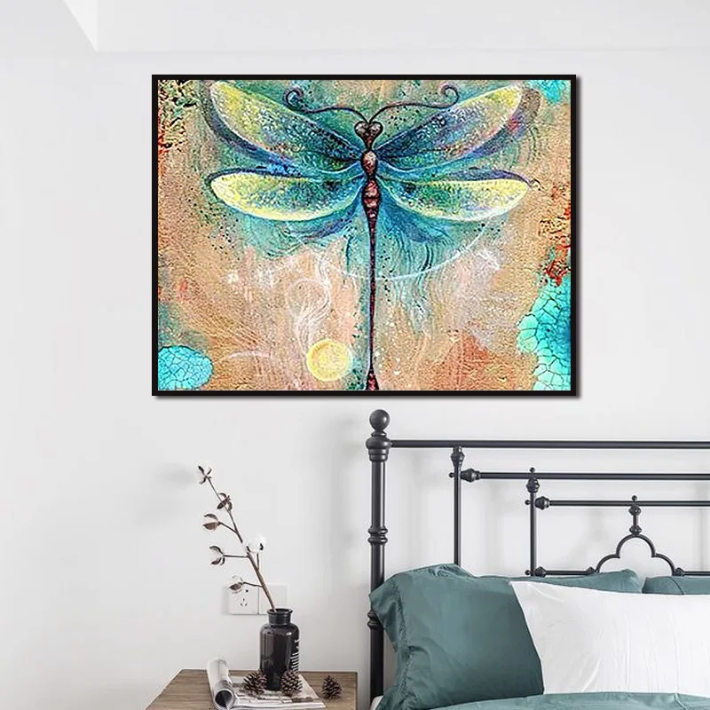 Diy Цифровая живопись окрашенные насекомые Реалистичная Стрекоза креативное