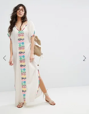 

Top Bohemian V-neck Embroidery Dress high quality