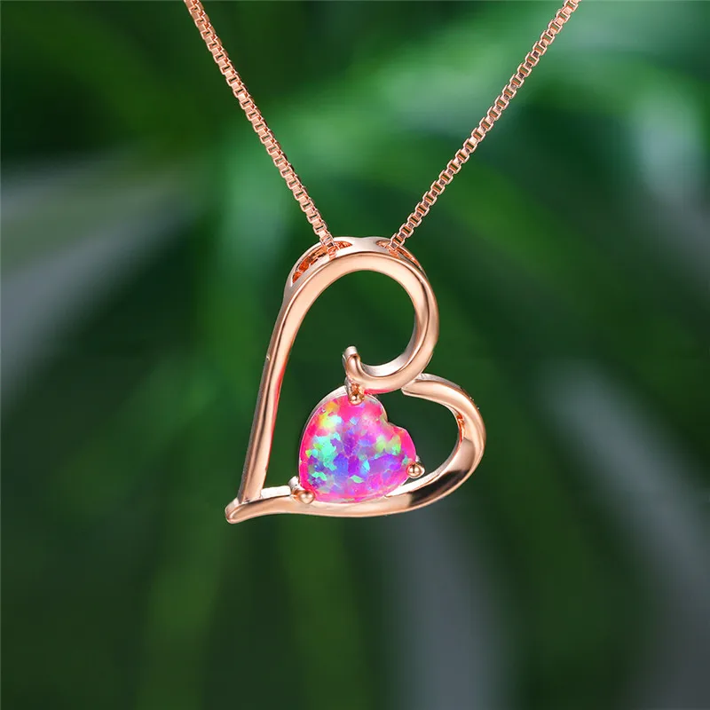 Очаровательное женское ожерелье с радужным опалом розовое золото серебряный