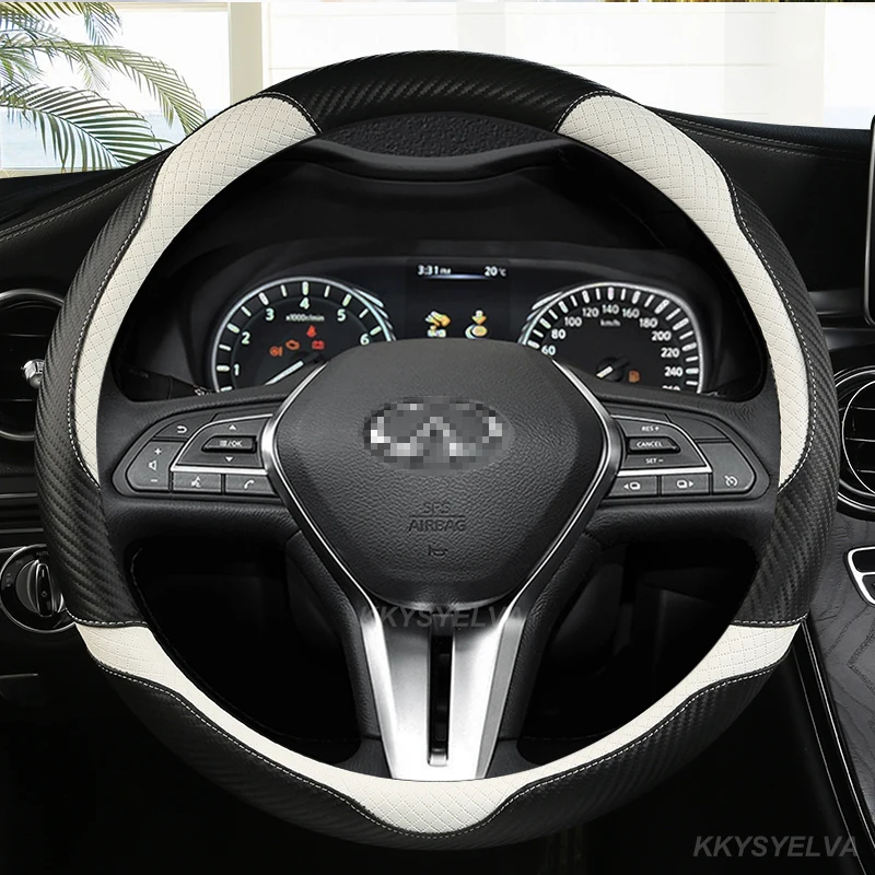 

Carbon Fiber Leather Non-slip breathable Car steering wheel cover for Infiniti Q50 Q50S Q50L G37 G25 QX70 FX35 Auto Accessories