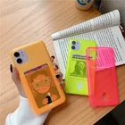 Флуоресцентная сумка для карт, чехол для телефона iPhone 11 12 Pro Max XR XS Max X 7 8 Plus 12Mini SE2, противоударный мягкий бампер, прозрачный чехол