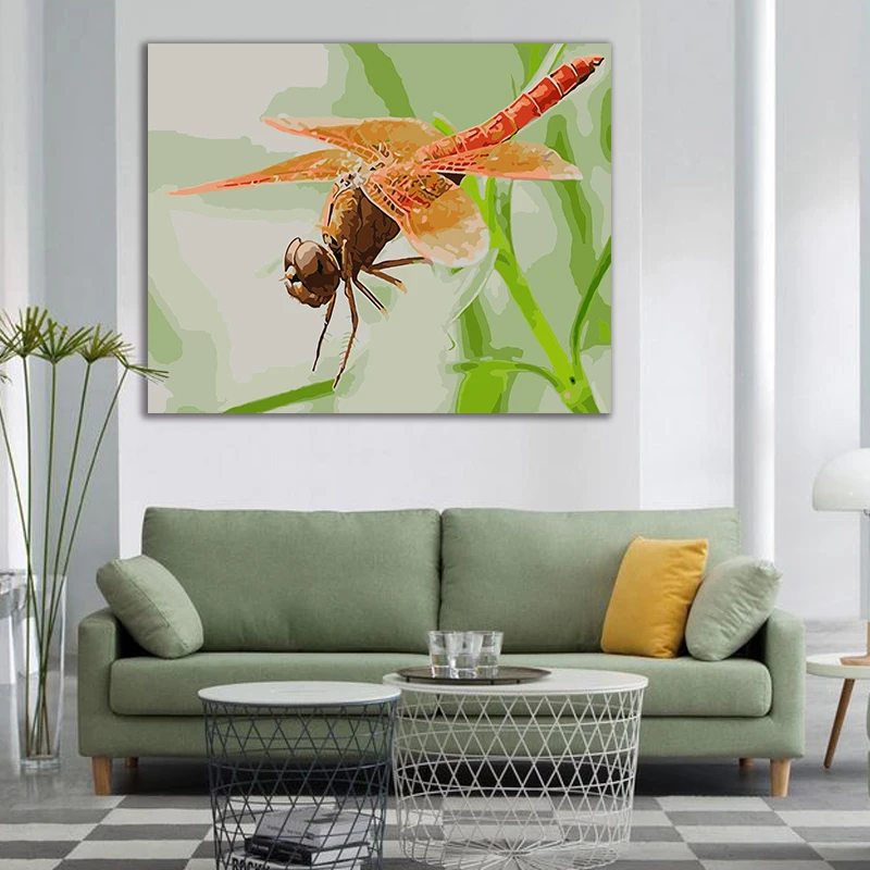 Diy Цифровая живопись окрашенные насекомые Реалистичная Стрекоза креативное